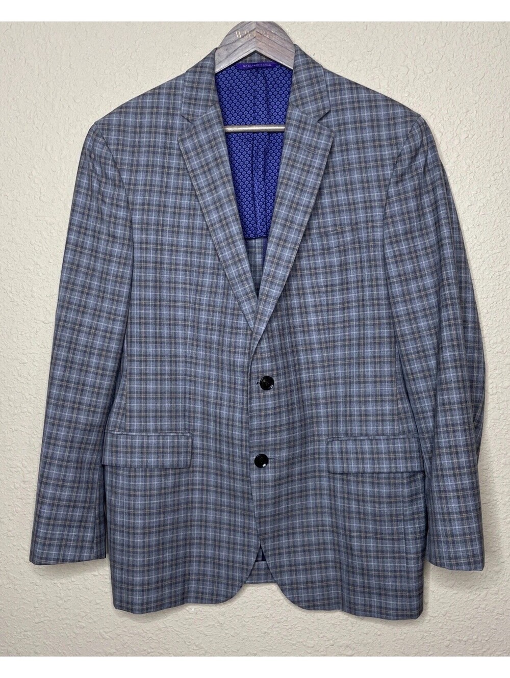 Ted Baker London Sport Coat Mens 42R Blue Plaid Wool Endurance Tracey SPJ Blazer